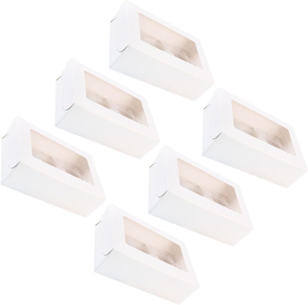 LIFKOME 20pcs Kraft Paper Cupcake Boxes with Inserts Windowed Muffin Trays for Parties and Events White Design for Tarts Cookies and Treats