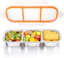 Palksky Snackle Box Container Stainless Steel, Reusable Snack Containers with Lids, 3 Compartment Divided Food Storage Containers for School, Home, Travel