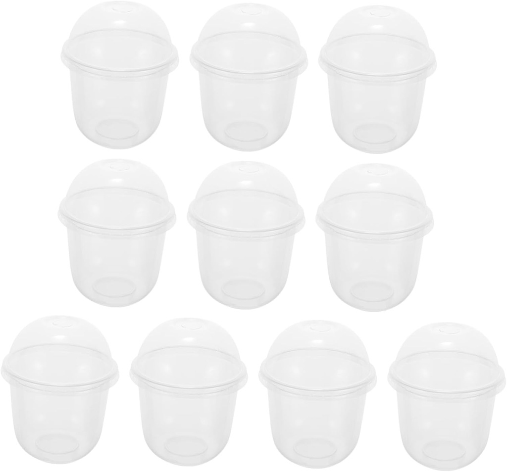 DECHOUS 10sets Dessert Cups Lids Thickened Tea Containers for Salads Ice and Beverages Premium Quality for Parties and Events