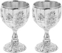 BESPORTBLE Metal Chalice Goblet Retro Pattern Wine Cups Goblet European High-End Wine Cups 2Pcs (Silver) Vintage Chalice