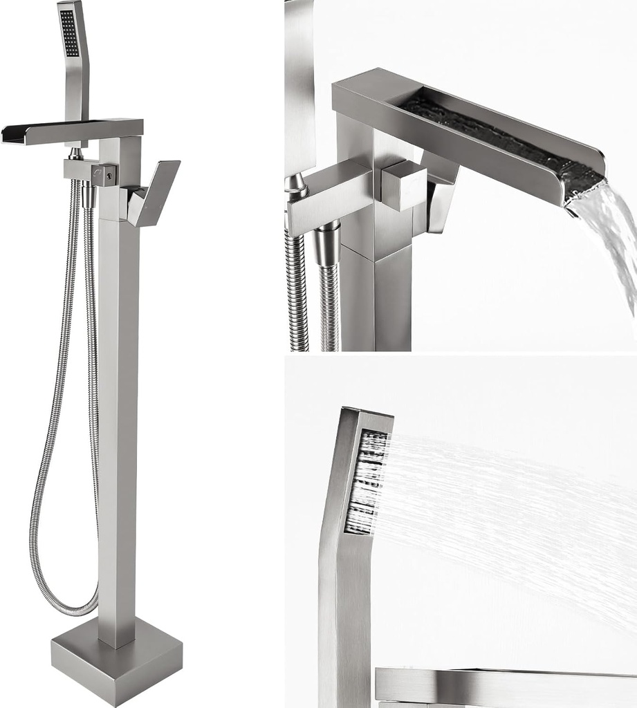 Free Standing Tub Faucet,Brass,Waterfall Water Flow,Bathtub Faucet,Freestanding Bath Faucet for Tub