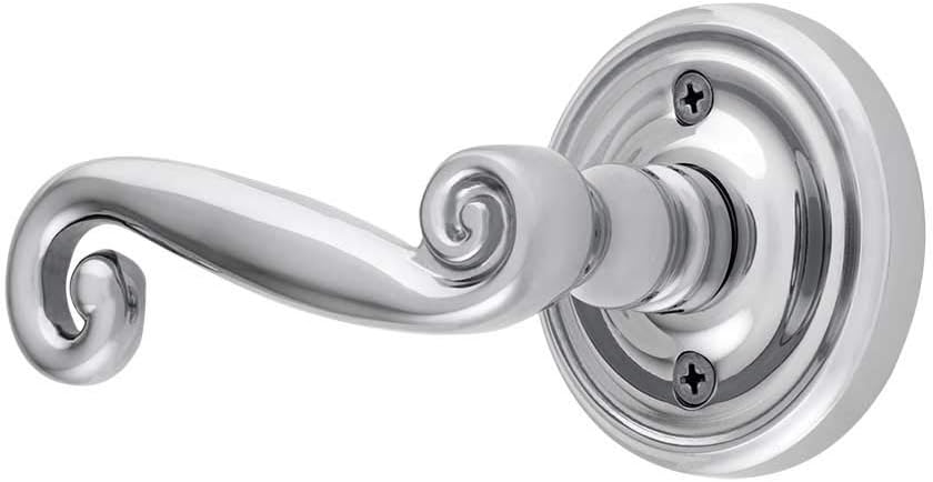 Classic Rosette Set with Rustic Levers Left Hand Passage in Polished Chrome. Brass Door Sets.