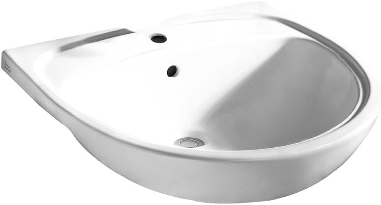 American Standard 9960.001.020 Mezzo Semi-Countertop Sink with Single Faucet Hole and Rear Overflow for 13-Inch Minimum Depth Countertop Sinks, White