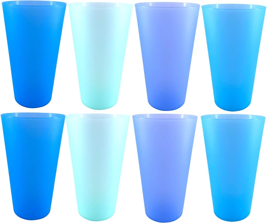 32 oz Plastic Cups Reusable, Unbreakable Plastic Tumblers, BPA Free Dishwasher Safe Large Water Cup set of 8, Lightweight Kids Cups for Kitchen Outdoor