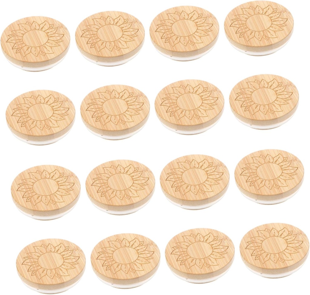Gatuida 16pcs Bamboo Jar Lids Airtight Sealing Covers for Yogurt Snacks Cookies Spices Honey and Tea Storage Lids for Jars