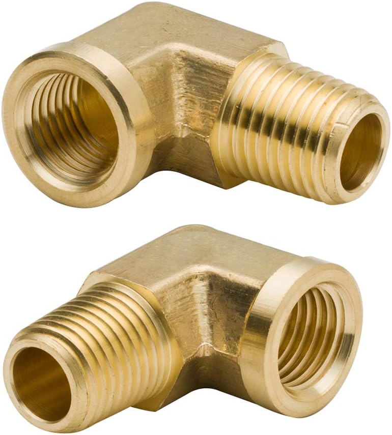Legines 1/4 Inch Brass Street 90 Degree Elbow 1/4" NPT Male x 1/4" NPT Female Forged Pipe Fitting (Pack of 2)
