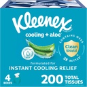 Kleenex Cooling + Aloe Facial Tissues, 4 Cube Boxes, 50 Tissues Per Box, 2-Ply