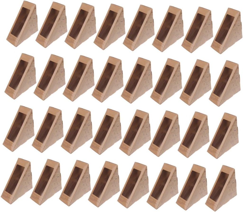 50pcs Triangular Window Dessert Boxes for Sandwiches Baking Pastry Packaging Compact Containers for Parties and Events Food to Carry