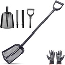 4-Section Adjustable Sand Sifter Shovel - 47.7" Aluminum Beach & Farm Sieve Tool for Treasure Hunting, Chicken Coop Cleaning, Screening Gravel - Portable Modular Design with Carry Bag & Gloves
