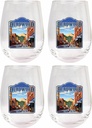 R and R Imports Deadwood South Dakota Wild West Design Souvenir 15 oz Stemless Wine Glass 4-Pack