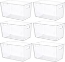 Vtopmart 6 PCS Clear Plastic Storage Bins, Pantry Organizer Containers with Handle for Refrigerator, Fridge, Cabinet, Kitchen, Countertops, Cupboard, Home Organization and Storage, XL