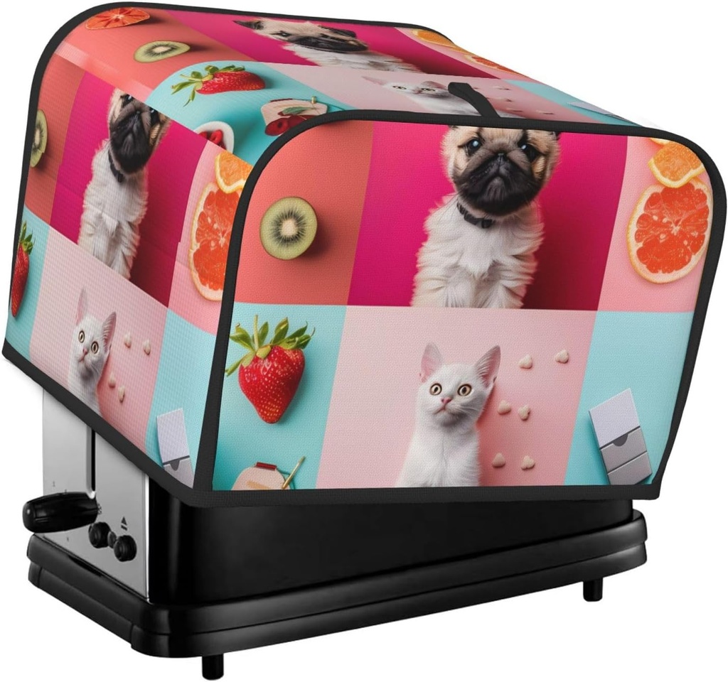 Oven Cover Kitchen Bread Machine Protector,4 Slice Toaster Cover For Home,Fingerprint Coaster Cover,Kitchen Small Appliance,Colorful Dog Cat Collage
