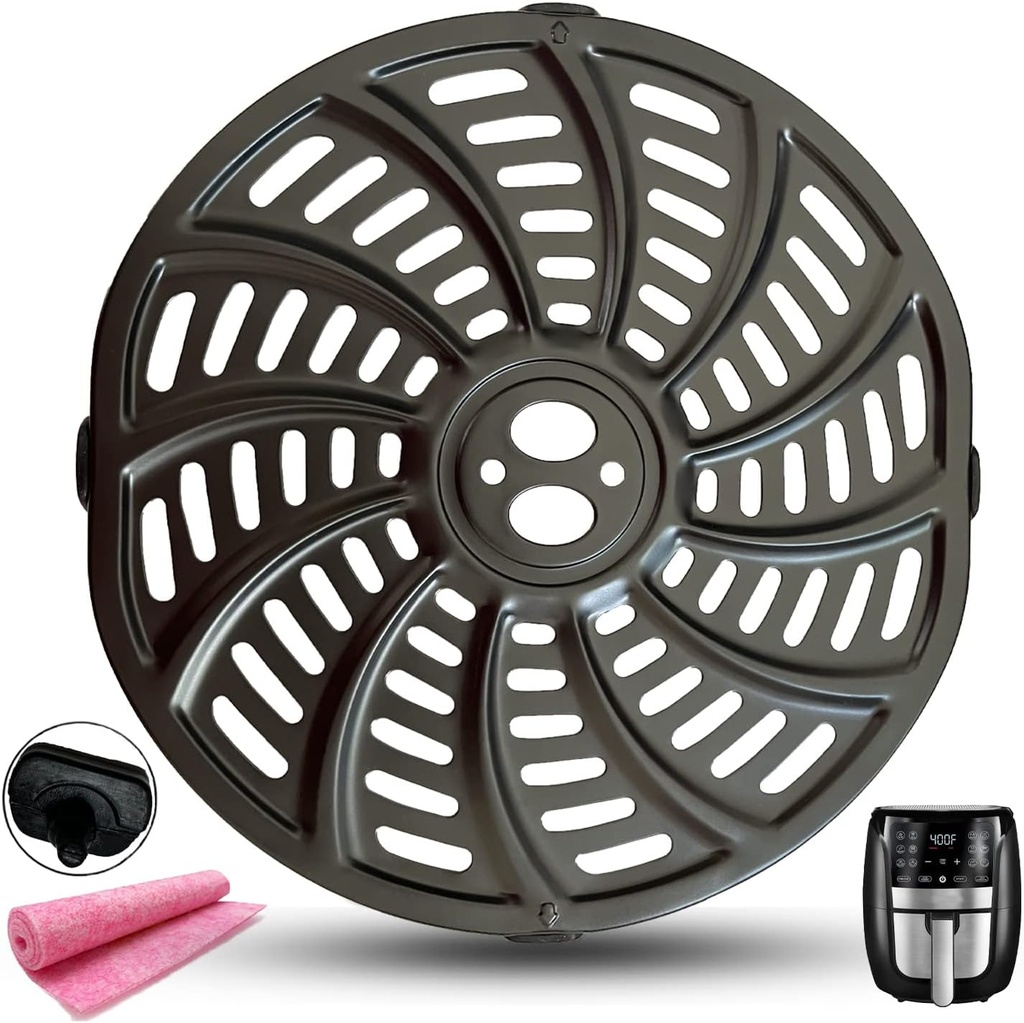 Air Fryer Grill Crisper Plate Pan for Gourmia 6QT GAF698 GAF686 Air Fryer Oven, Upgraded Air Fryer Crisper Tray Grate Grid with Rubber Feet for Gourmia 6QT Air Fryers, Nonstick, Dishwasher Safe