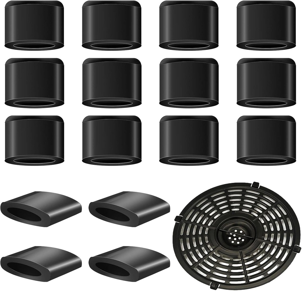 Air Fryer Rubber Bumpers, 16 Pcs Silicone Feet Replacement Parts, Non-Scratch Protective Covers for Grill Pan Tray
