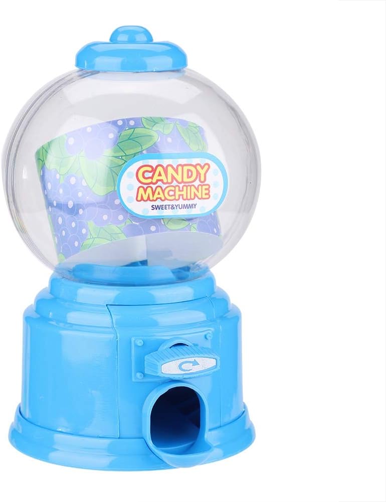 Fdit Portable Children Candy Machine Plastic Mini Gumballs Dispenser Kids Kindergarten Gift(Blue)