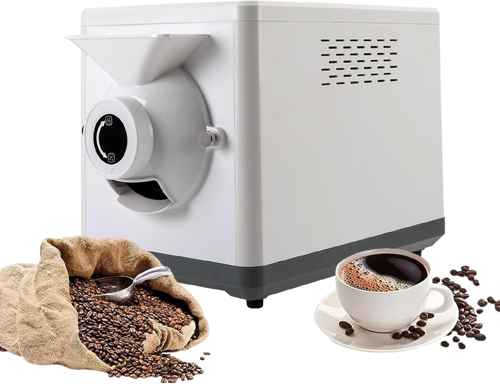 Electric Coffee Roaster Machine, Temperature Control(100-250°C) + Timer(5-60 Minutes), Efficient Heat Dissipation, for Home & Commercial Automatic Baking White