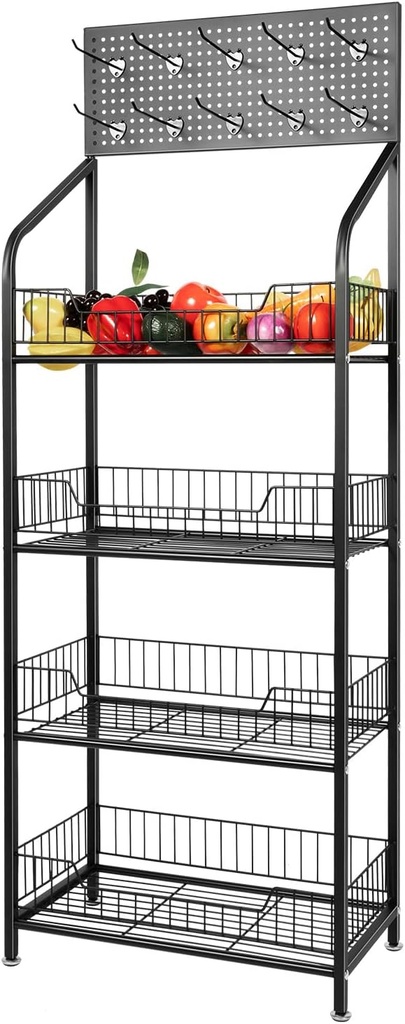 Retail Snack Display Stand, 4-Tier Snack Candy Display Organizer,Snack Rack, Grid Basket Stand Cart with Wheels for Home Convenience Stores Kitchen Snack Organizer Concession Stand Display Supplies
