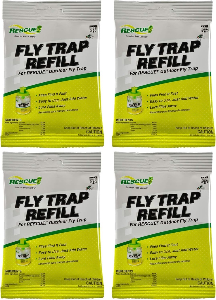 RESCUE! Reusable Fly Trap Refill – Outdoor Use - 4 Pack