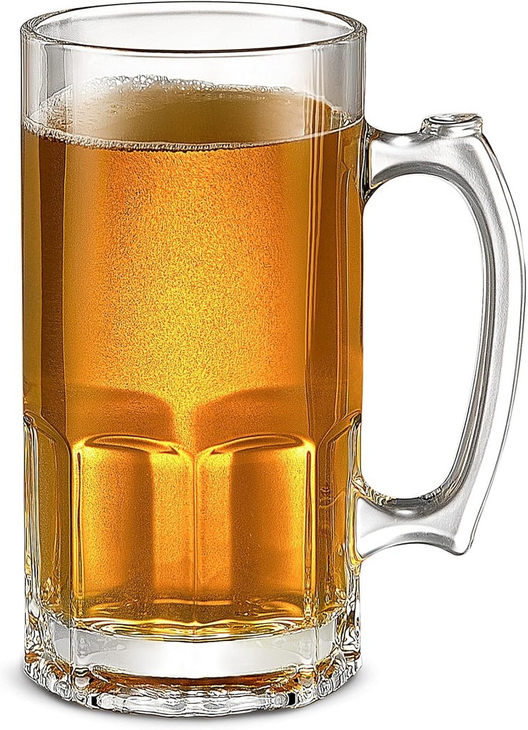 LUXU 35 OZ Beer Mugs,Heavy Large Beer Glasses with Handle,Classic Beer Mug glasses,Style Extra Large Glass Beer Stein Super Mug