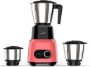 V-Guard Precia 500 Watt Mixer Grinder, 2-Year Motor Warranty, 3 Unbreakable Multifunctional Jars (Chutney, Dry, & Wet Jar), PrecisionBlend Stainless Steel Blades, Salmon Red & Black