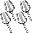4 Count Steel Food Scoops with Handles, 9.5 X 3.8 X 1.8 in Metal Utensils for Ice, Dry Goods, Kitchen Pantry, Bar, Or Buffet Use