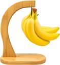 JapanBargain Bamboo Banana Hanger Stand – Wooden Countertop Banana Hook Holder for Kitchen Storage Display
