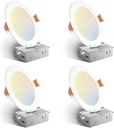 Amico 4 Pack 6 Inch 5CCT Ultra-Thin LED Recessed Ceiling Light with Junction Box, 2700K/3000K/3500K/4000K/5000K Selectable, 12W Eqv 110W 1050LM Brightness Dimmable Canless Wafer Downlight, ETL & FCC