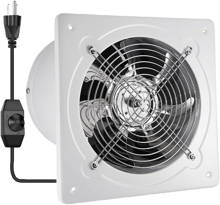 6" Kitchen Exhaust Fan with Variable Speed Controller, 382CFM Wall Mount Ventilation Fans, Metal Attic Exhaust Fan, Small Fume Extractor Ventilation Fan for Kitchen Bathroom Shop Smoking Room Garage