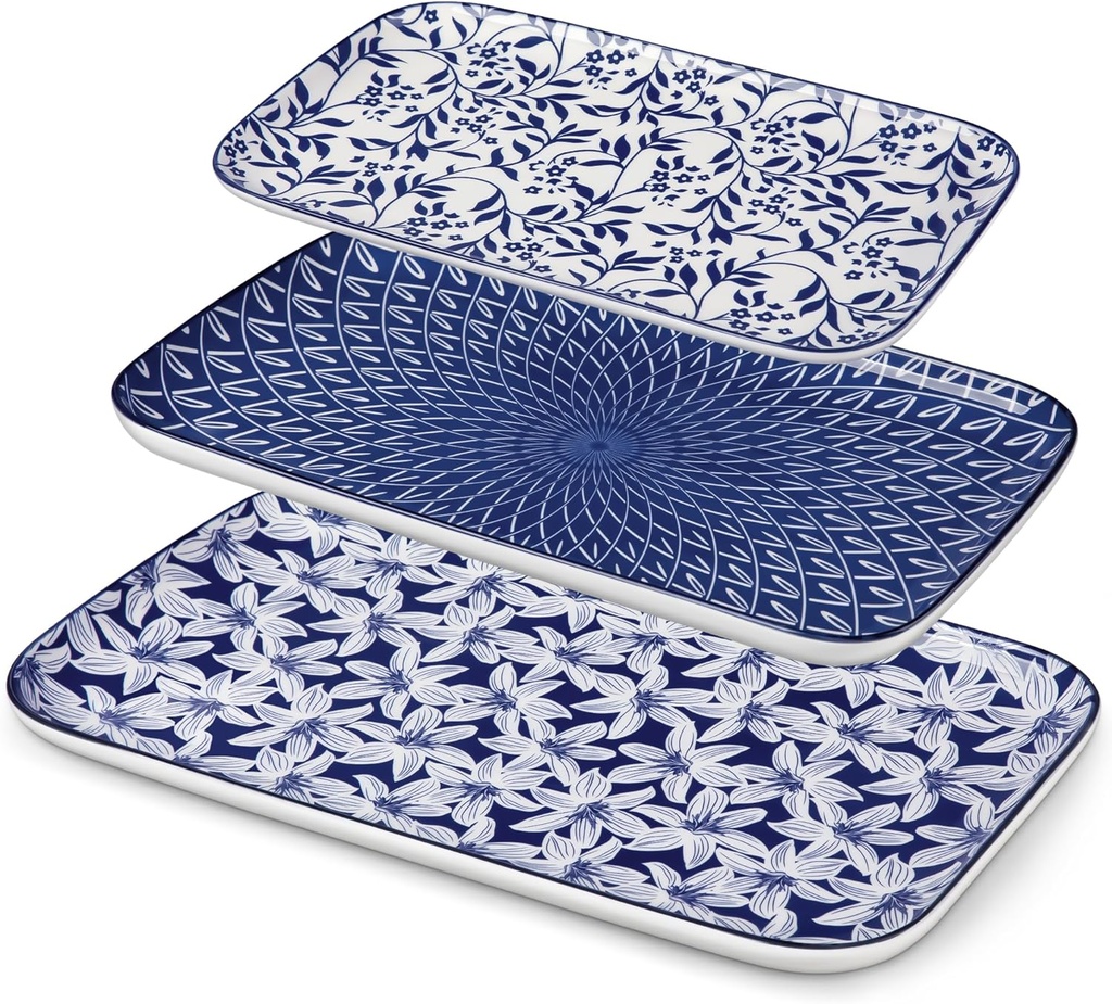 vancasso Porcelain Serving Trays for Party, Serving Platters Set of 3,Serving Dishes for Entertaining, Ceramic Party Trays and Platters for Serving Food, 16"/14"/12" Inch, Series SELENE
