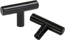 Tbar Cabinet Pulls, 2 inch Kitchen Drawer Cupboards Door Handle Pulls Brushed Nickel Cabinet Knobs, Stainless Steel Single Hole T-Knob Hardware (10 Pack, Black)