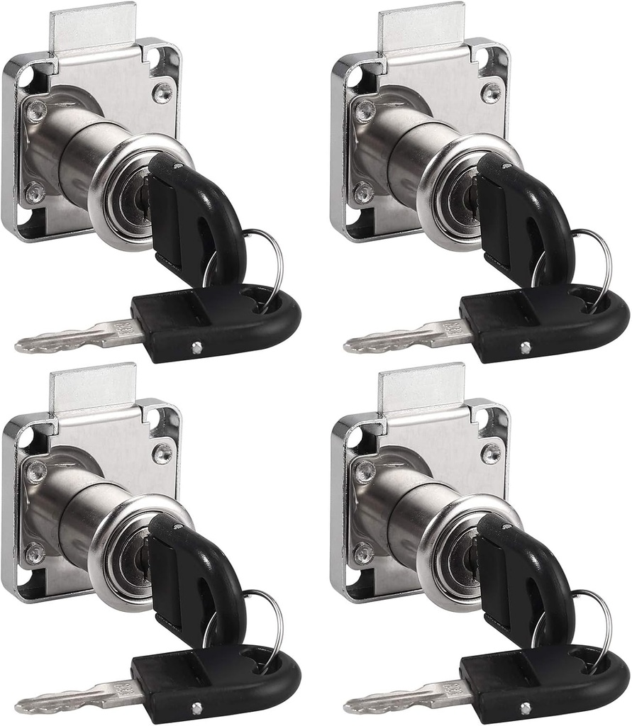 Tanice 4 Pack Furniture Security Lock Zinc Alloy Cylinder Cupboard Drawer Lock with 8 Keys for Door Cabinet Mailbox Drawer Cupboard Household Office