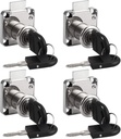 Tanice 4 Pack Furniture Security Lock Zinc Alloy Cylinder Cupboard Drawer Lock with 8 Keys for Door Cabinet Mailbox Drawer Cupboard Household Office
