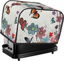 Cartoon Butterfly Flowers 2 Slice Toaster Covers Bread Machine Cover Quilted Dustproof Fingerprint Protectors Small Washable Appliance Cover Bread Maker Dust Protection Universal Size