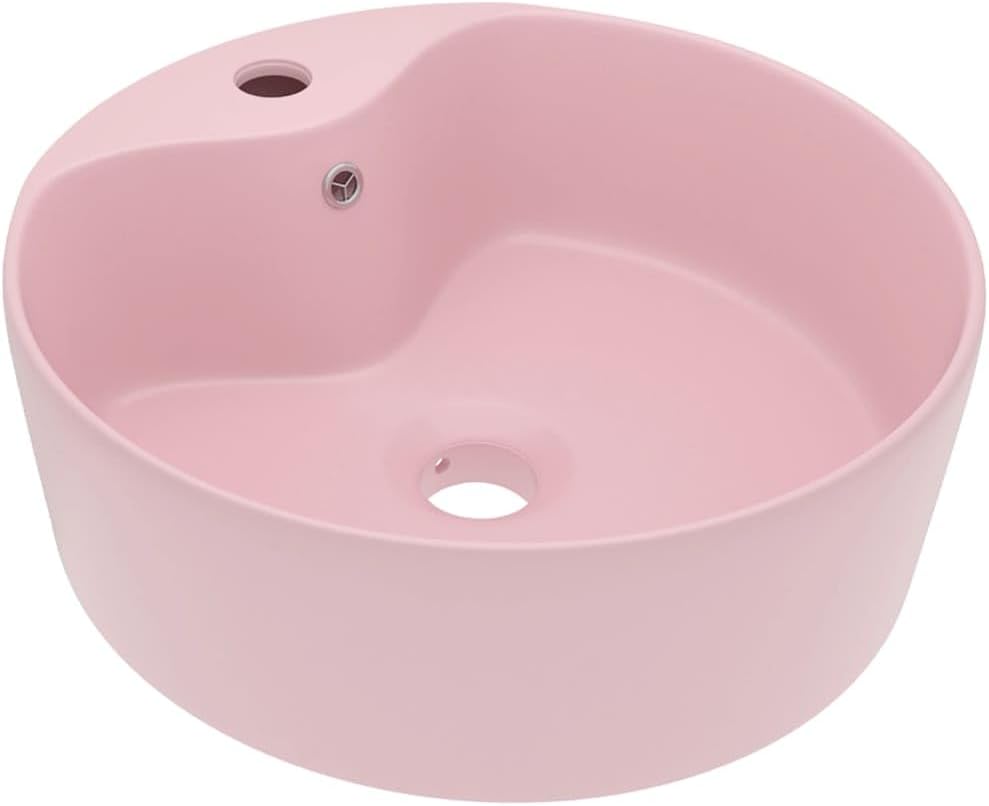 vidaXL - Hardware>Plumbing>Plumbing Fixture Hardware & Parts>Plumbing Fixtures>Sinks>Bathroom Basins - All Products (Above 0 Value) - Luxury Wash Basin with Overflow Matt Pink 36x13 cm Ceramic