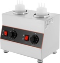Commercial Electric Sauce Warmer 2 Bottle Topping Dispenser Nacho Cheese Dispenser Warmer with 650ml Bottles Hot Fudge Caramel Jam Sauce Heated Pump Dispenser 30-85℃ Adjustable 110V