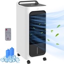 HOMCOM 26" Evaporative Air Cooler, 3-In-1 Ice Cooling Fan, Portable Swamp Cooler with Ice Packs, Water Tank, Timer, 90° Oscillating, Remote, for Home Office, Bedroom, White