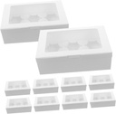 10pcs Bakery Boxes with Window Cavity Cupcake Holder for Pastries Egg Tarts and Muffins Paper Muffins Containers for Baked Goods Packaging