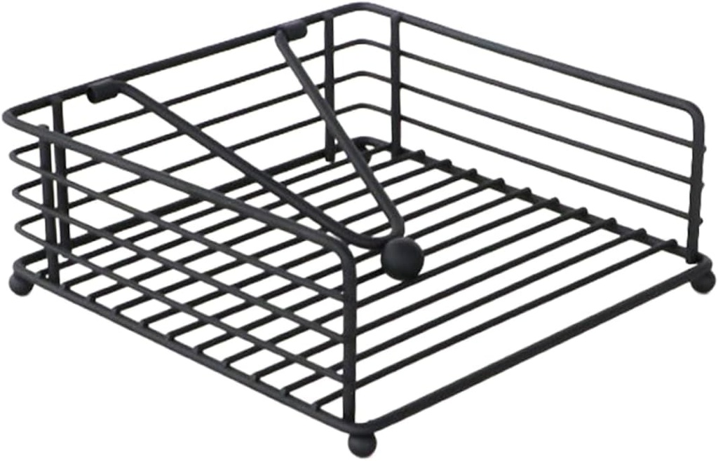 Unomor Iron Napkin Holder Rack Household Napkin Storage Shelf for Living Room Kitchen and Restaurant Use Space-saving Design Black