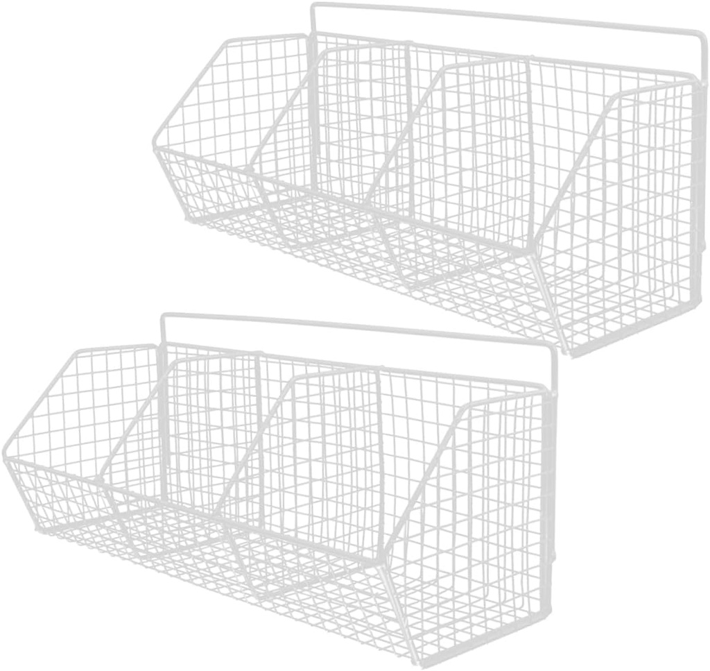 GARVALON 2pcs Wall Hanging Kitchen Baskets Fruit Basket for Kitchen Woven Storage