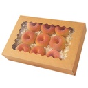 qiqee Auto-pop Up 12x8x2.5 Inch Brown Cookie Box with Window 15Pcs Pastry Macaron Bakery Box for Packaging