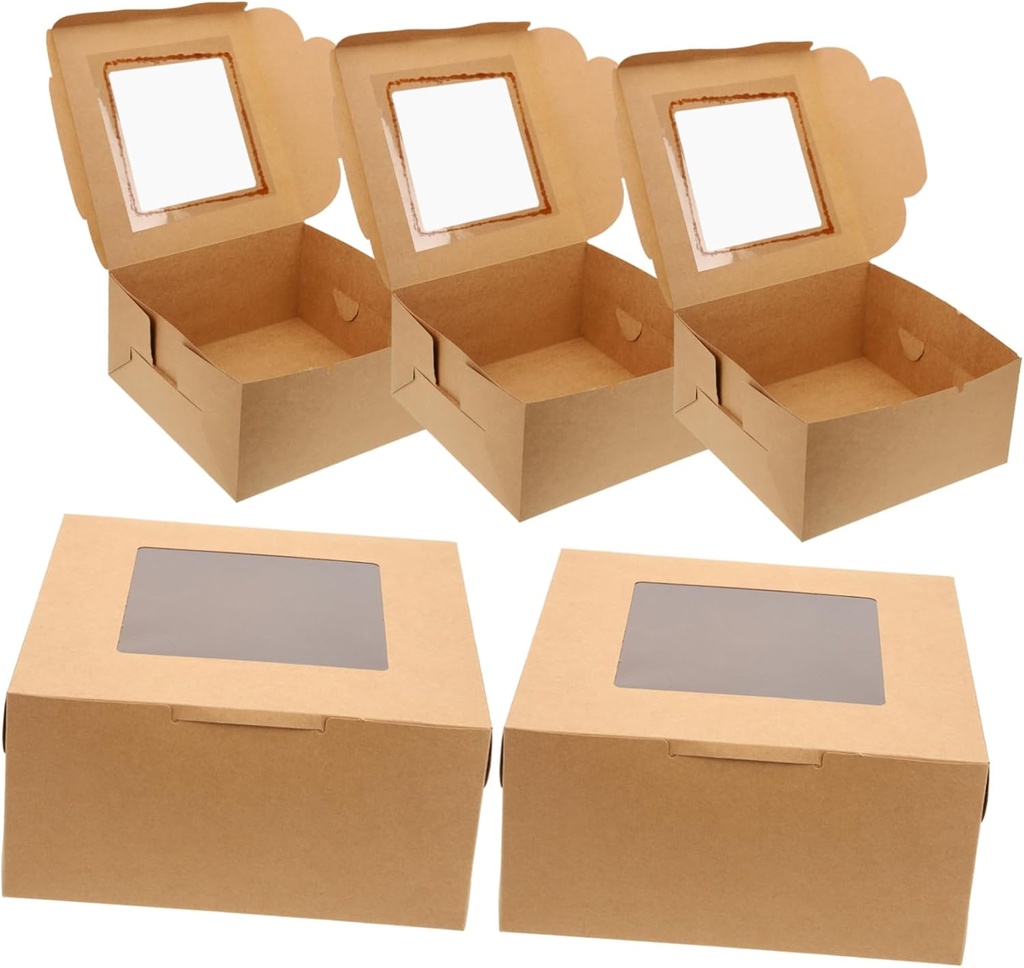 Alipis 10Pcs Window Cake Boxes for Cookies and Cupcakes Food Packaging Cases Paper Bakery Boxes for Parties Weddings and Snack Storage