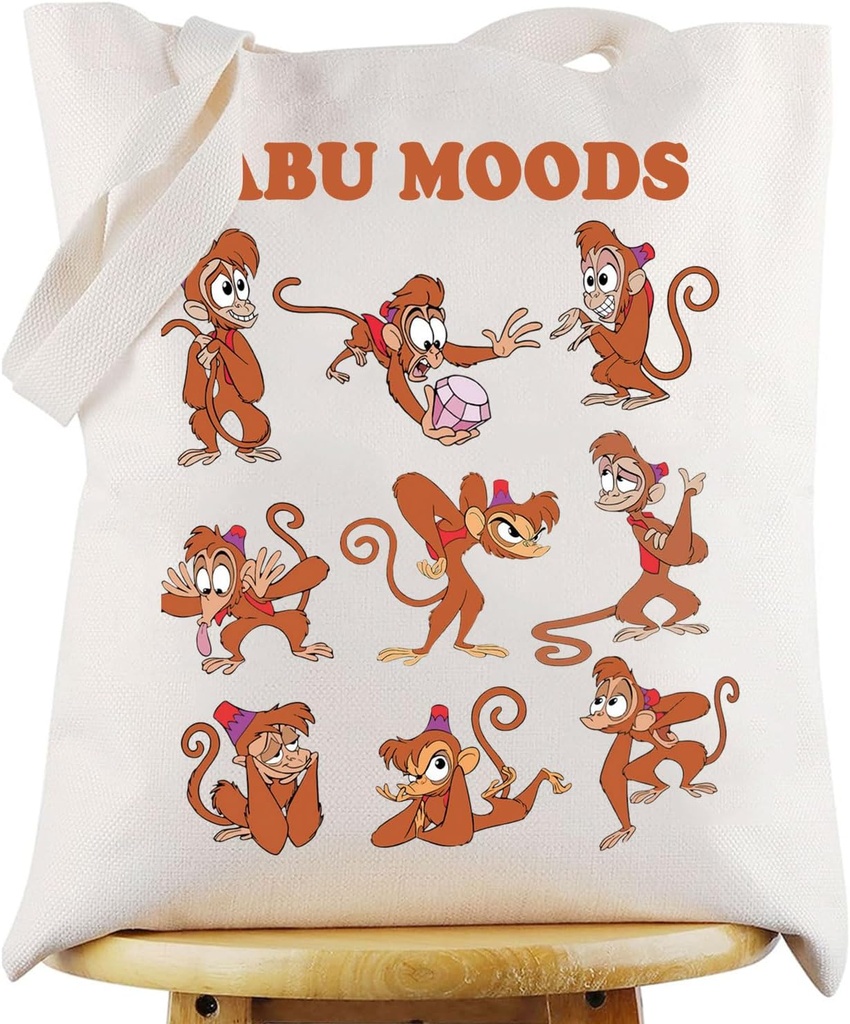 WZMPA Abu Monkey Tote Bag Abu Fans Gift Abu Moods Reusable Grocery Bag Abu Merchandise