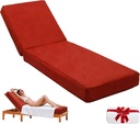 Outdoor Chaise Lounge Cushion 72"x21"x6", Waterproof 6" Extra Thickness Lounge Cushion with Removable Cover, Patio Lounge Chair Cushions for Outdoor Furniture, Burgundy