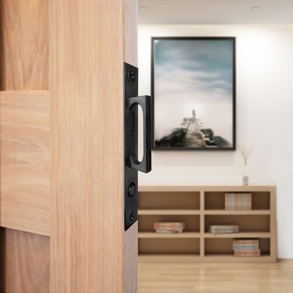 Pocket Door Edge Pull - Sliding Door Pull Handles Hardware,Pockets Hidden On The Side Pop-up Door Handles,Pull Ring is Larger and Easier to Use Black 1 Pack