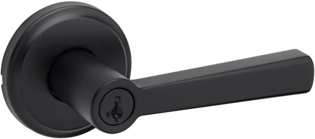 Kwikset 740TDL-514S Trafford Lever Entry Door Lock SmartKey with 6AL Latch and RCS Strike Matte Black Finish