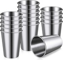 Baderke 16 Pack Stainless Steel Cups for Kids and Adult Pint Tumbler Metal Cups Stackable Tumbler Shatterproof Metal Drinking Glasses for Travel Outdoor Camping (12 Oz/ 350 ml)