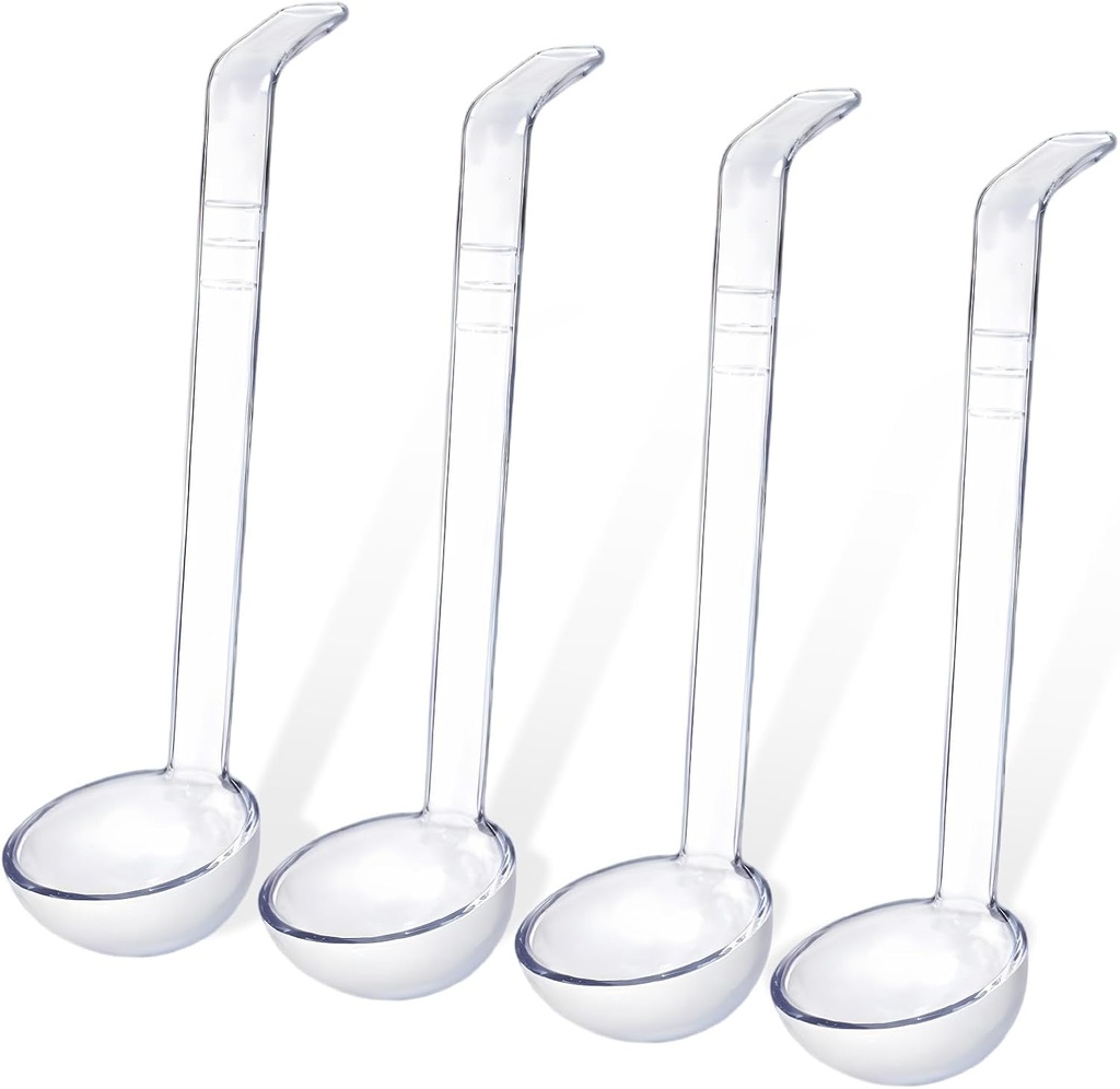 TIESOME 4 Pcs Clear Small Ladle 8.27 Inches Long Handle Ladles for Serving Spoons Mini Plastic Ladle for Dressings Soup Punch Bowl Fruit Juices Cocktail Party Catering