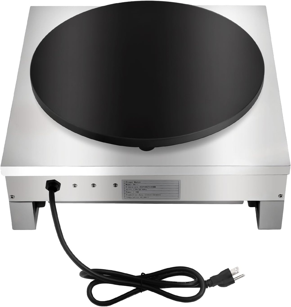 Crepe Maker, 16-Inch Mini Pancake Maker 1700W Electric Crepe Maker Machine Commercial Crepe Maker with Non-Stick Coating and Temperature Control, Stainless Steel Pancake Maker for Kitchen Restaurant