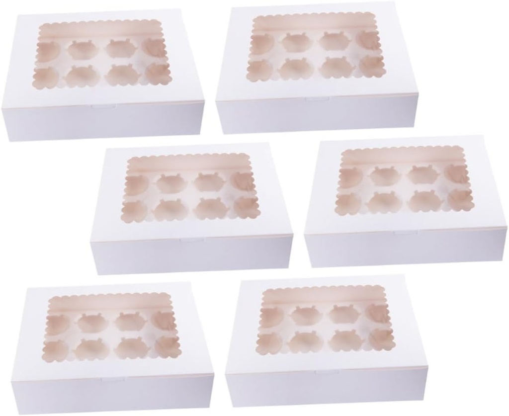 Amosfun 6Pcs Food Grade Cake Boxes Muffin Holders for Home Bakery Containers for Cupcakes Cheesecakes and Mousse Desserts for Parties and Treats