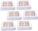 Amosfun 6Pcs Food Grade Cake Boxes Muffin Holders for Home Bakery Containers for Cupcakes Cheesecakes and Mousse Desserts for Parties and Treats